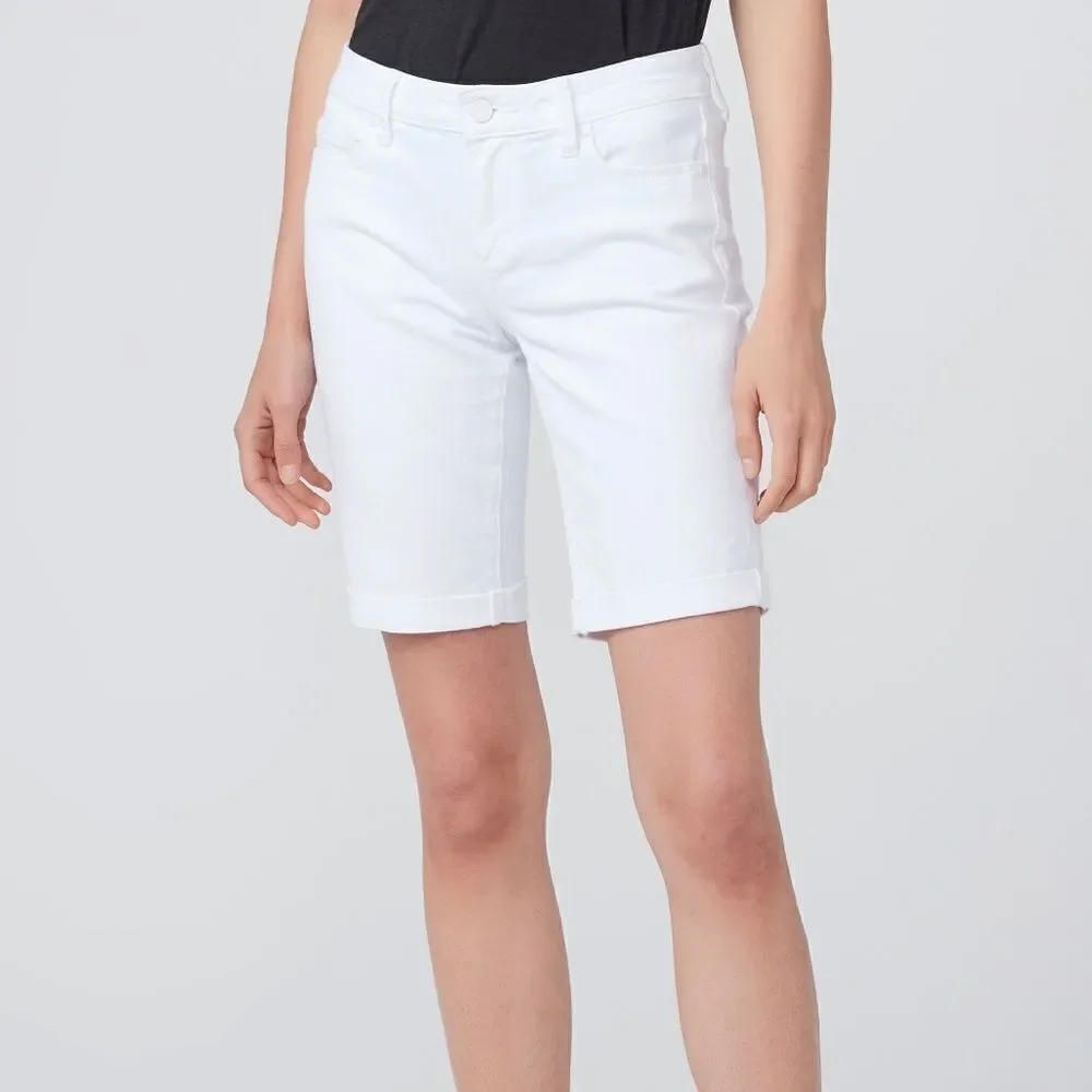 PAIGE DENIM Optic White Y2K Jax Knee Shorts Bermuda Denim Jean Shorts 24